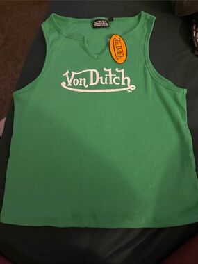 Von Dutch Green Logo Tank Top**NEW